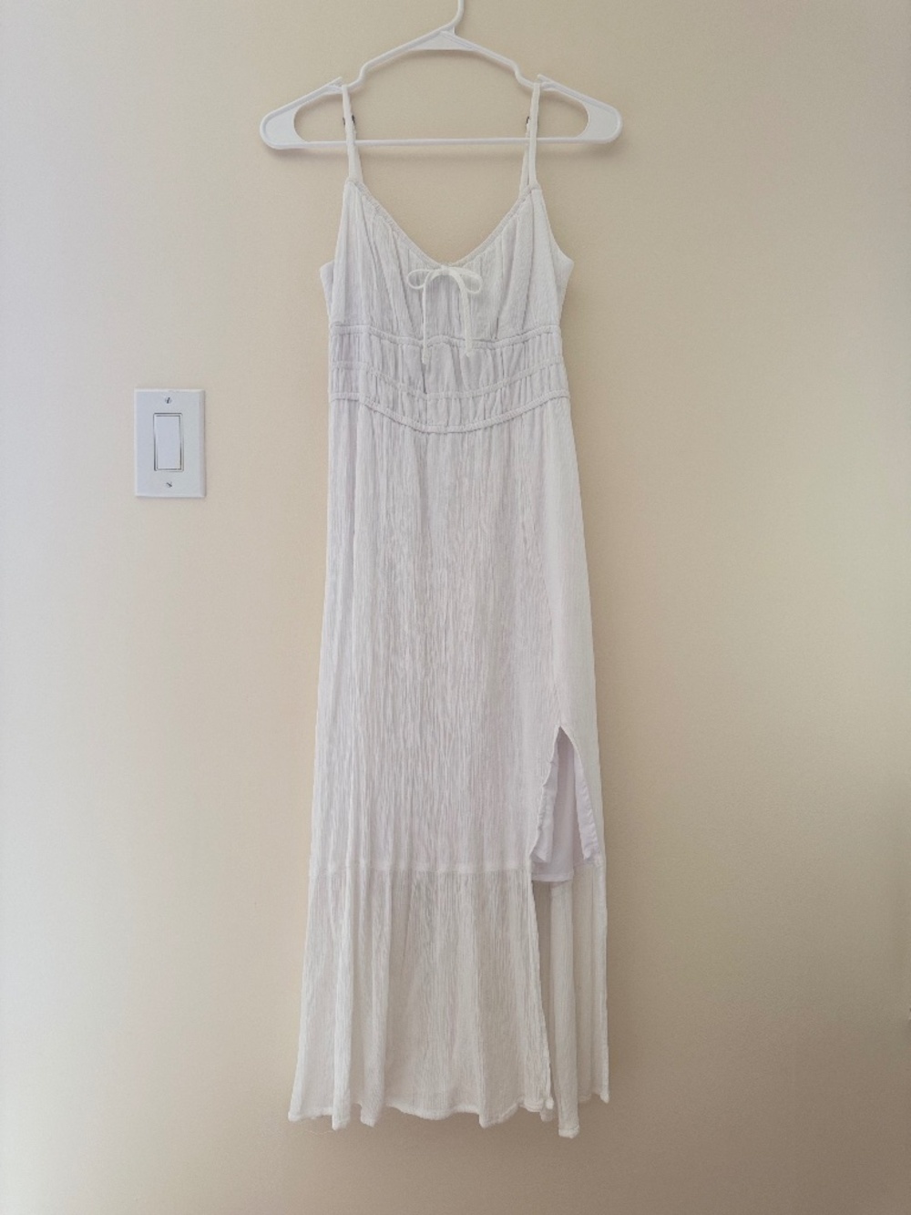 Hollister Empire Waist Slit Midi Dress Medium Pockets Boho Renfaire Milkmaid Y2K